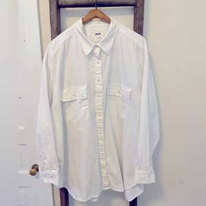 Aerie XL white cotton button down shirt